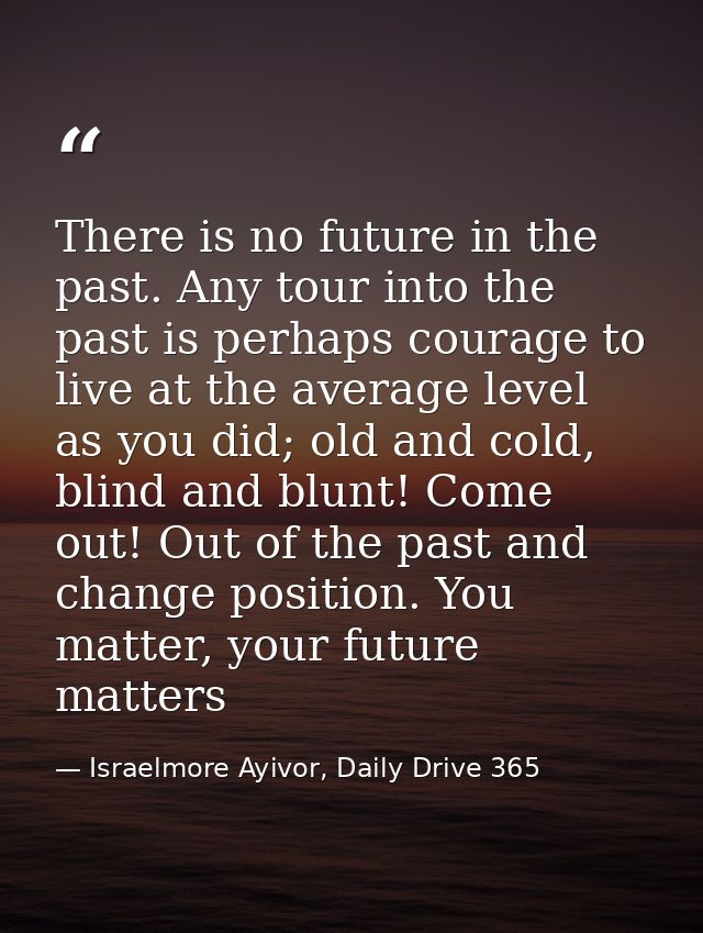 There is no future in the past. Any tour into the past is perhaps courage to live at the average level as you did; old a — Israelmore Ayivor, Daily Drive 365