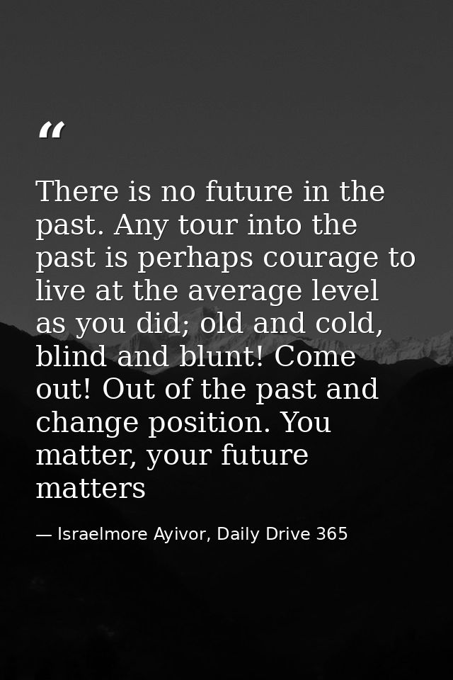 There is no future in the past. Any tour into the past is perhaps courage to live at the average level as you did; old a — Israelmore Ayivor, Daily Drive 365