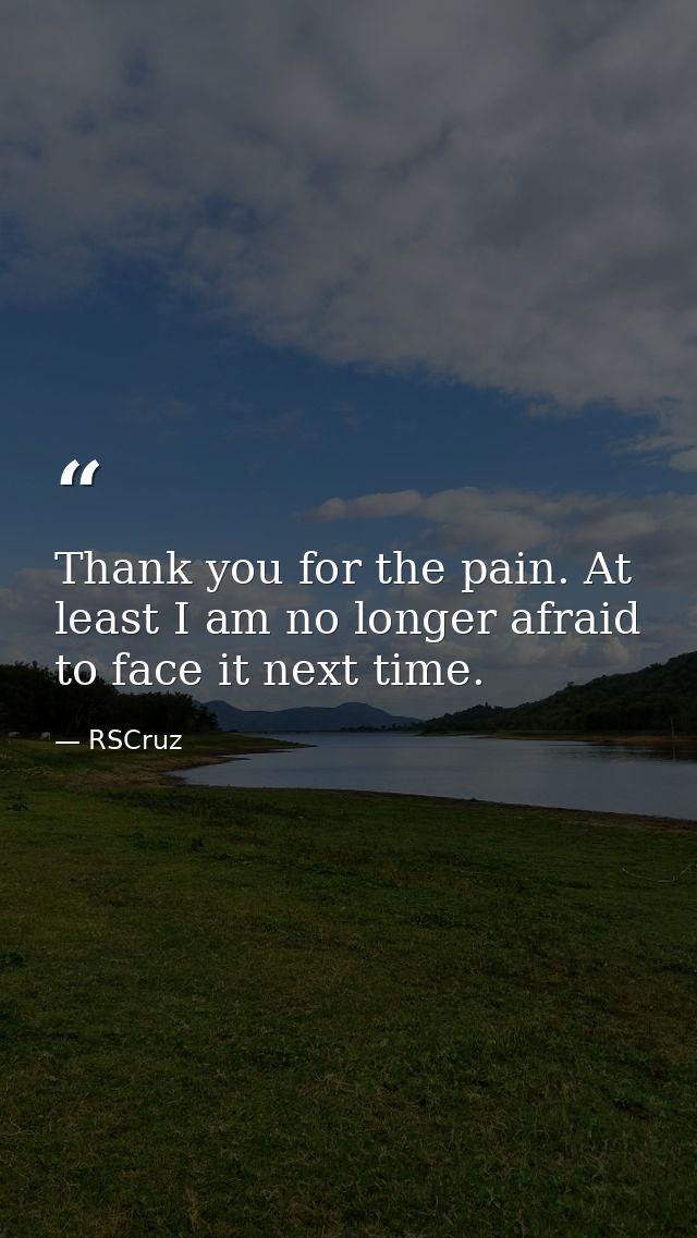 Thank you for the pain. At least I am no longer afraid to face it next time. — RSCruz