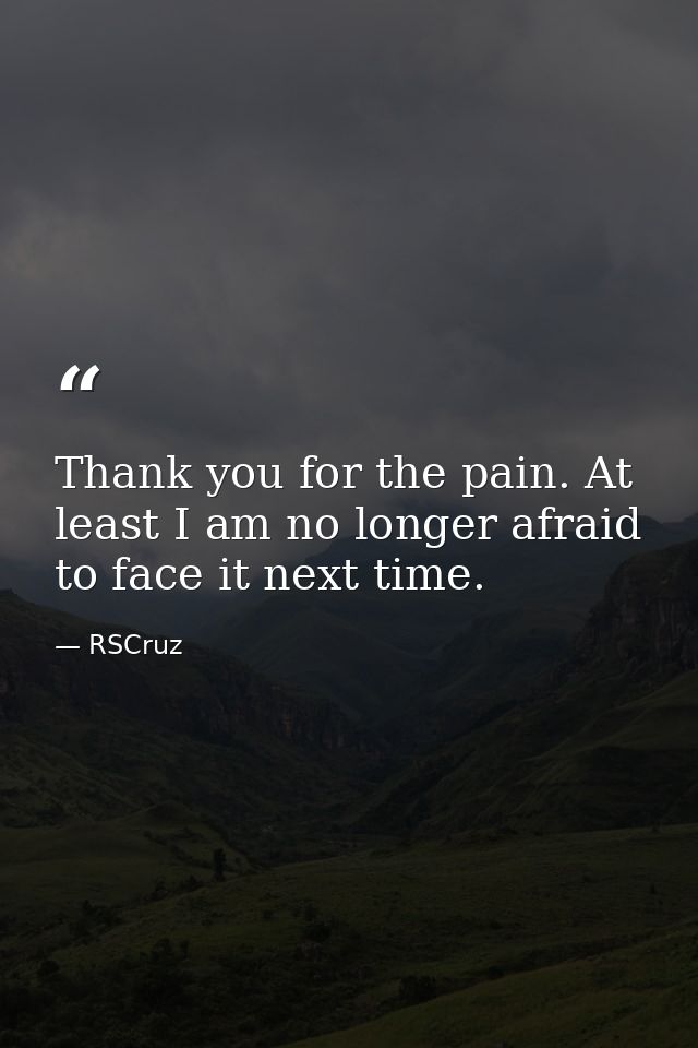 Thank you for the pain. At least I am no longer afraid to face it next time. — RSCruz