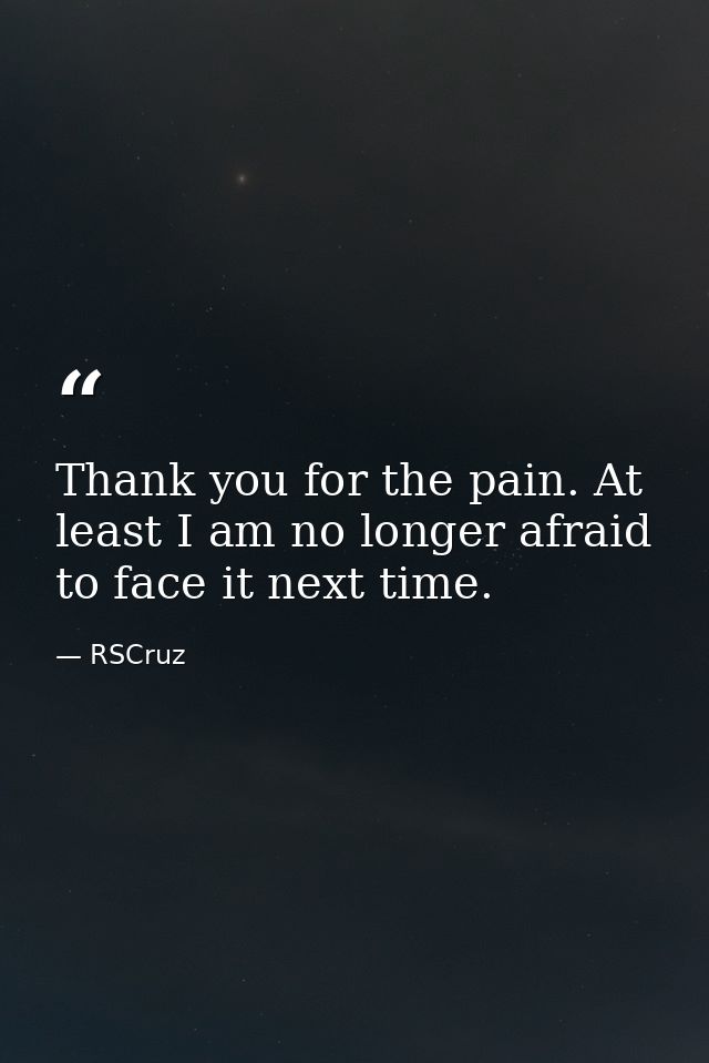 Thank you for the pain. At least I am no longer afraid to face it next time. — RSCruz