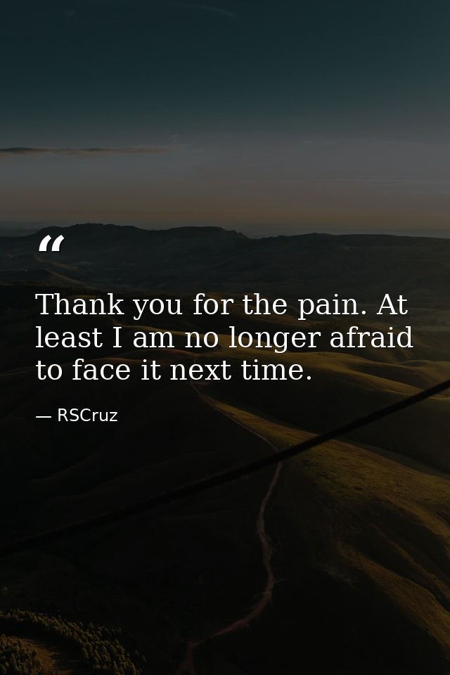 Thank you for the pain. At least I am no longer afraid to face it next time. — RSCruz