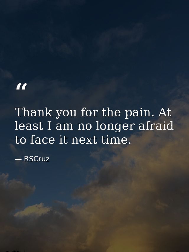 Thank you for the pain. At least I am no longer afraid to face it next time. — RSCruz
