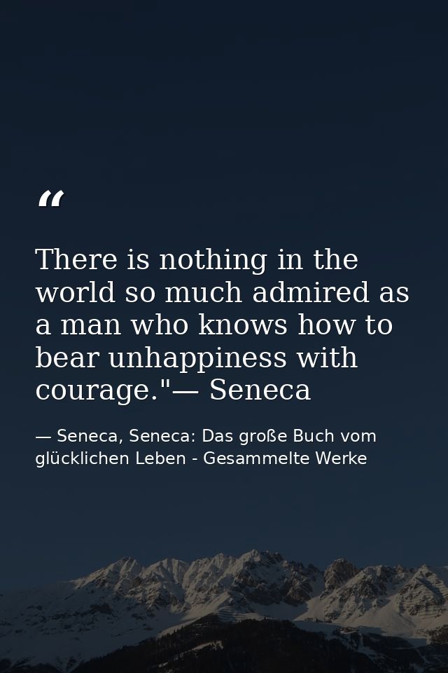 There is nothing in the world so much admired as a man who knows how to bear unhappiness with courage."— Seneca — Seneca, Seneca: Das große Buch vom glücklichen Leben - Gesammelte Werke