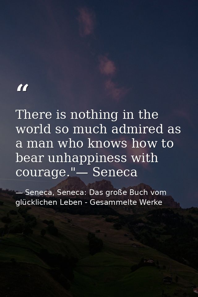 There is nothing in the world so much admired as a man who knows how to bear unhappiness with courage."— Seneca — Seneca, Seneca: Das große Buch vom glücklichen Leben - Gesammelte Werke