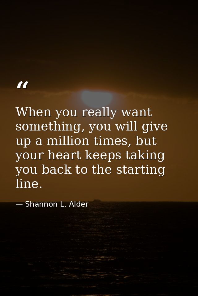 When you really want something, you will give up a million times, but your heart keeps taking you back to the starting l — Shannon L. Alder