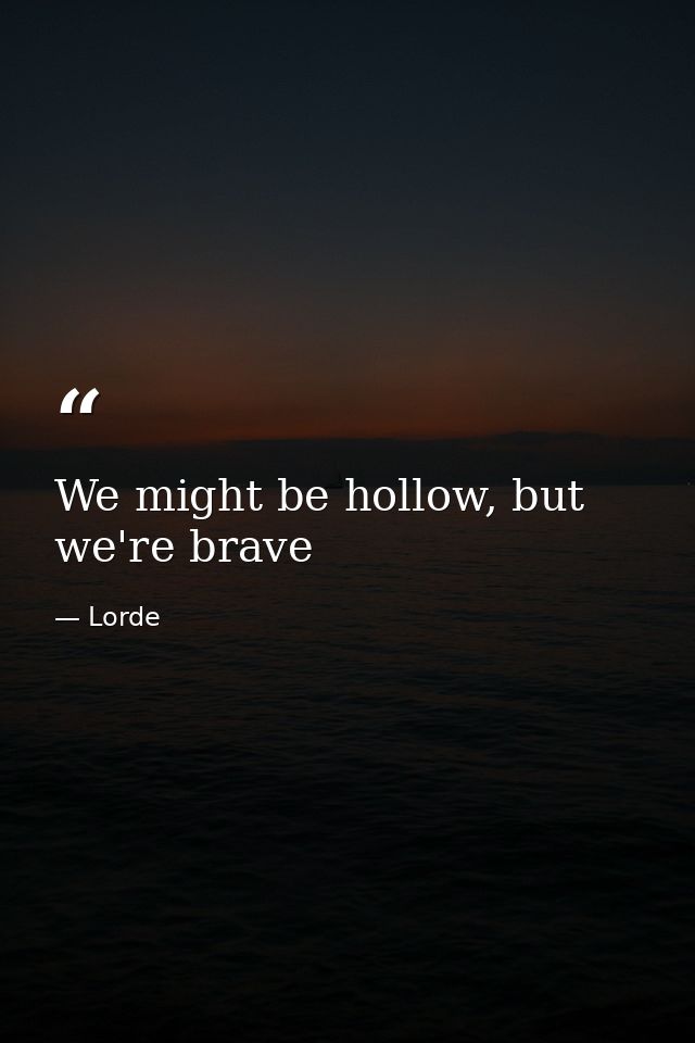 We might be hollow, but we're brave — Lorde