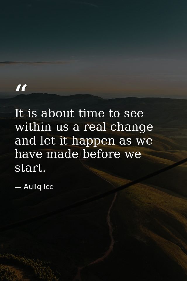 It is about time to see within us a real change and let it happen as we have made before we start. — Auliq Ice