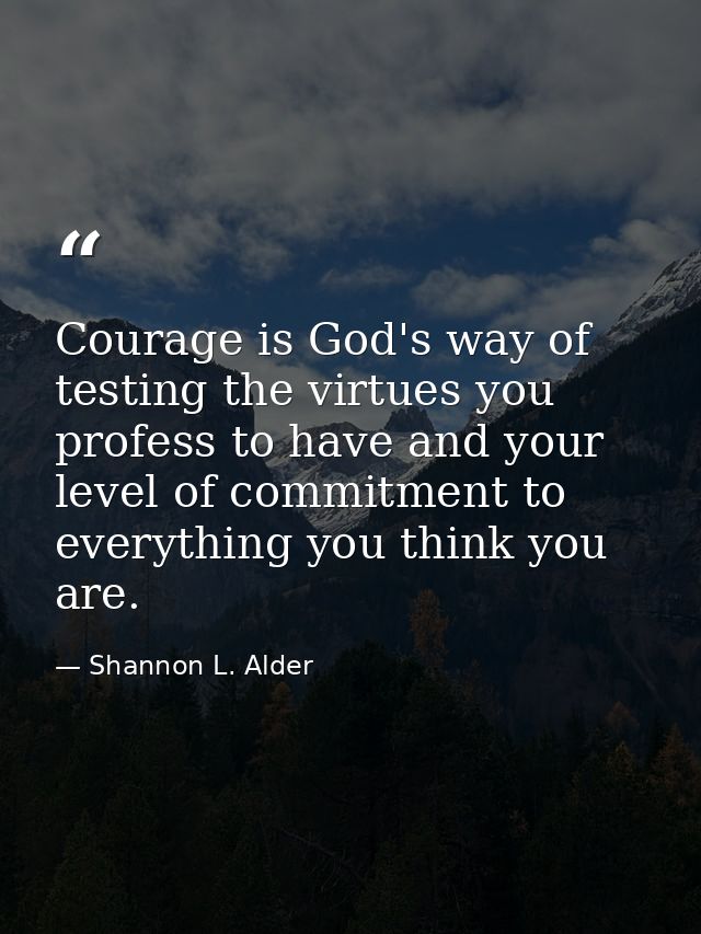Courage is God's way of testing the virtues you profess to have and your level of commitment to everything you think you — Shannon L. Alder