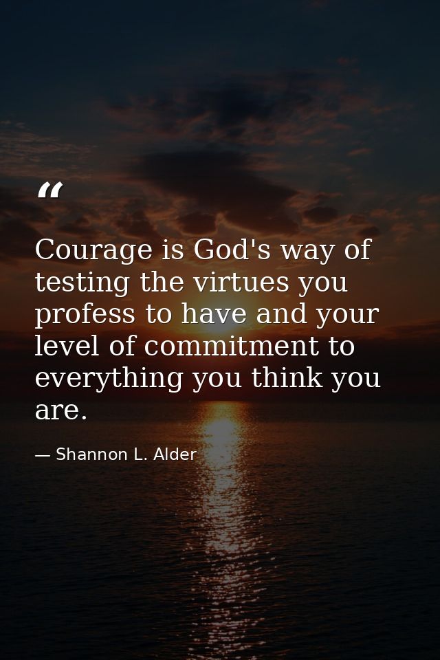 Courage is God's way of testing the virtues you profess to have and your level of commitment to everything you think you — Shannon L. Alder