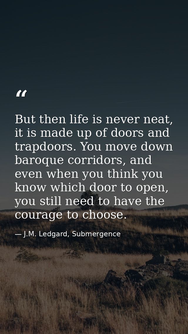 But then life is never neat, it is made up of doors and trapdoors. You move down baroque corridors, and even when you th — J.M. Ledgard, Submergence