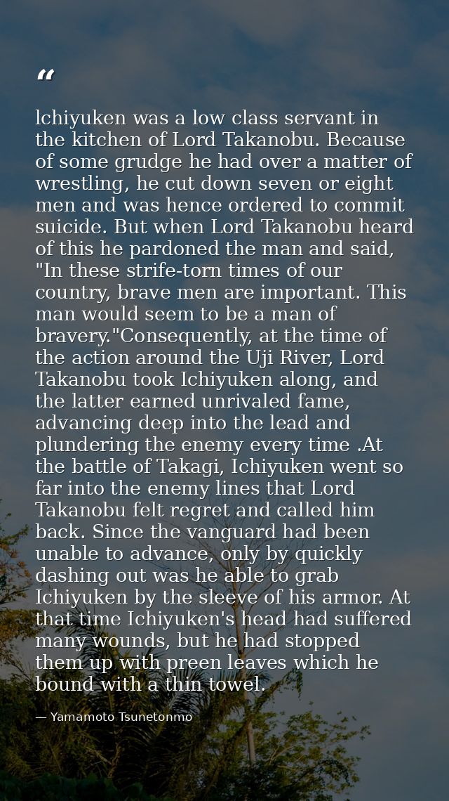lchiyuken was a low class servant in the kitchen of Lord Takanobu. Because of some grudge he had over a matter of wrestl — Yamamoto Tsunetonmo