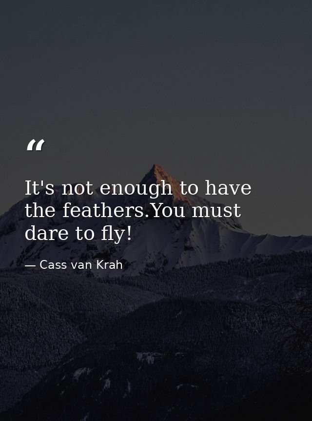 It's not enough to have the feathers.You must dare to fly! — Cass van Krah