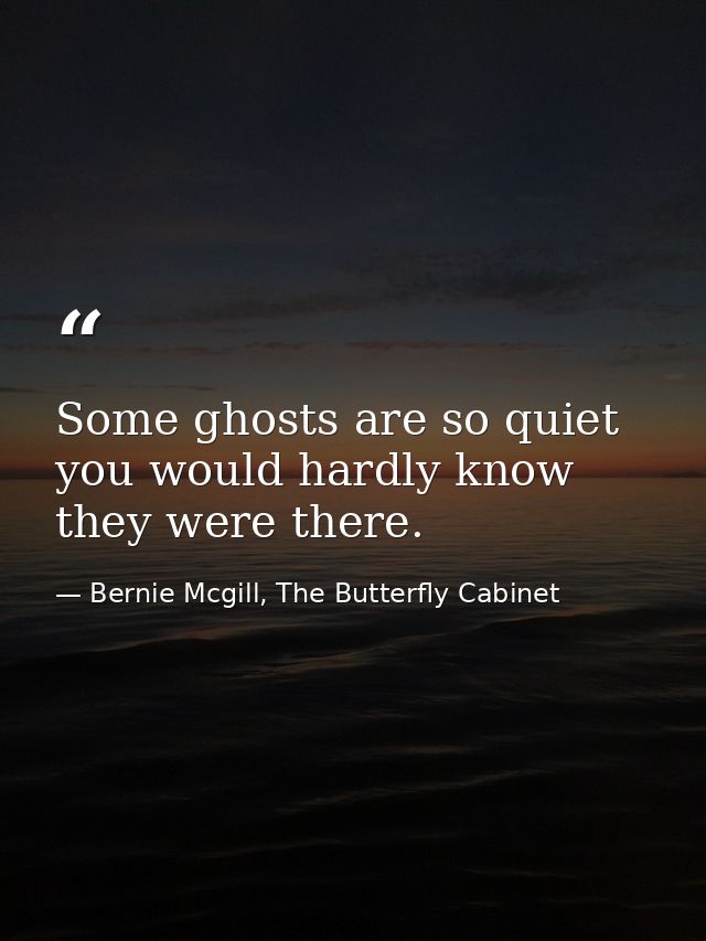 Some ghosts are so quiet you would hardly know they were there. — Bernie Mcgill, The Butterfly Cabinet