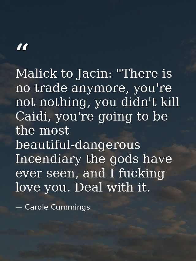 Malick to Jacin: "There is no trade anymore, you're not nothing, you didn't kill Caidi, you're going to be the most beau — Carole Cummings