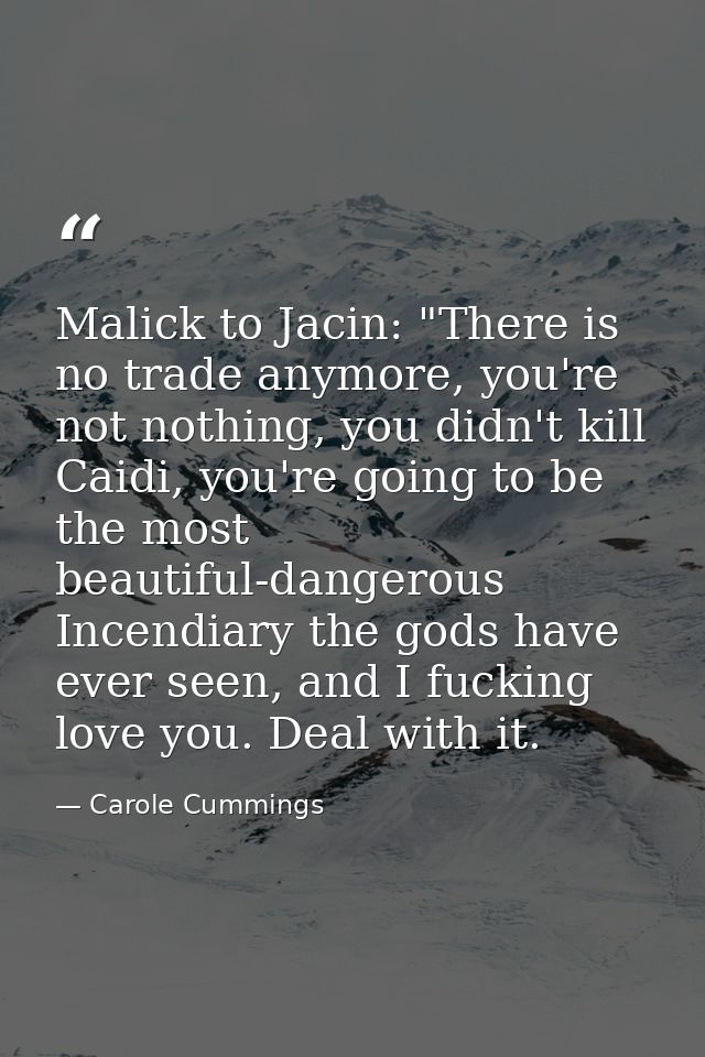 Malick to Jacin: "There is no trade anymore, you're not nothing, you didn't kill Caidi, you're going to be the most beau — Carole Cummings
