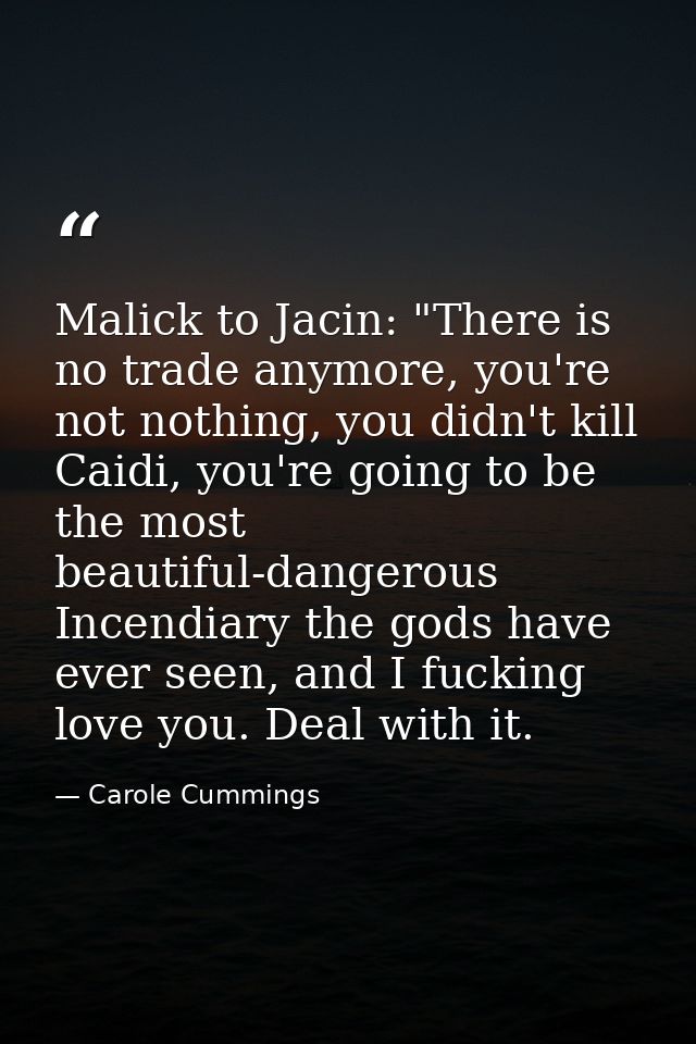 Malick to Jacin: "There is no trade anymore, you're not nothing, you didn't kill Caidi, you're going to be the most beau — Carole Cummings