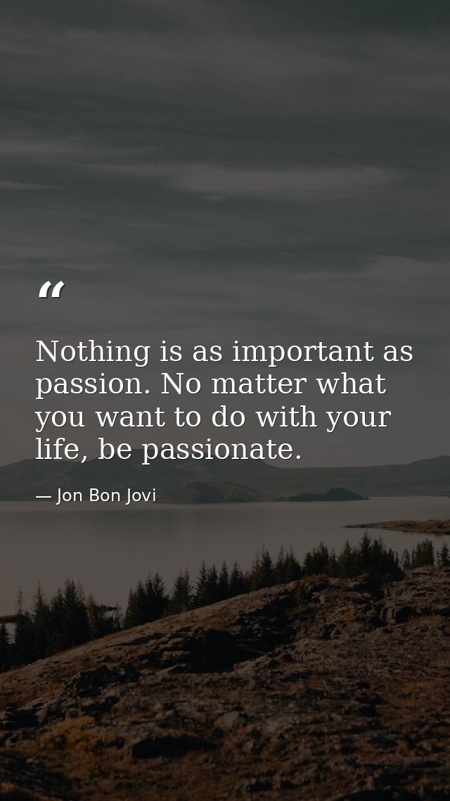 Nothing is as important as passion. No matter what you want to do with your life, be passionate. — Jon Bon Jovi