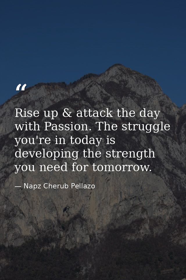 Rise up & attack the day with Passion. The struggle you're in today is developing the strength you need for tomorrow. — Napz Cherub Pellazo