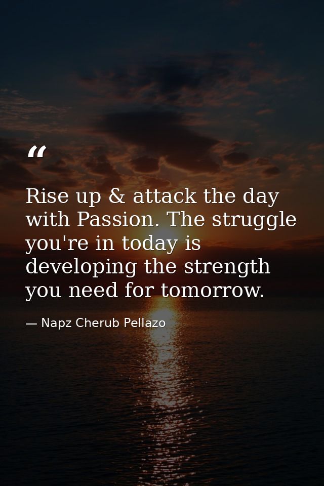 Rise up & attack the day with Passion. The struggle you're in today is developing the strength you need for tomorrow. — Napz Cherub Pellazo