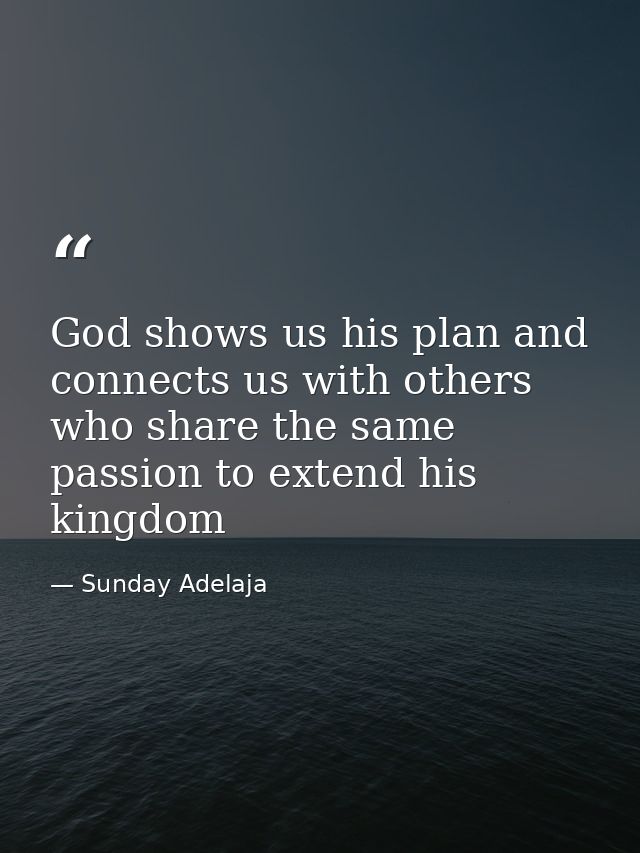 God shows us his plan and connects us with others who share the same passion to extend his kingdom — Sunday Adelaja