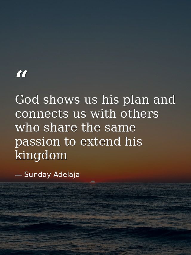 God shows us his plan and connects us with others who share the same passion to extend his kingdom — Sunday Adelaja