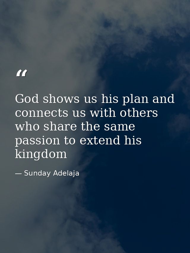 God shows us his plan and connects us with others who share the same passion to extend his kingdom — Sunday Adelaja