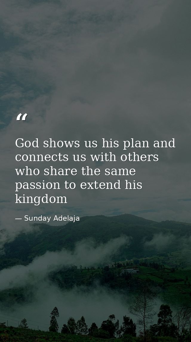 God shows us his plan and connects us with others who share the same passion to extend his kingdom — Sunday Adelaja