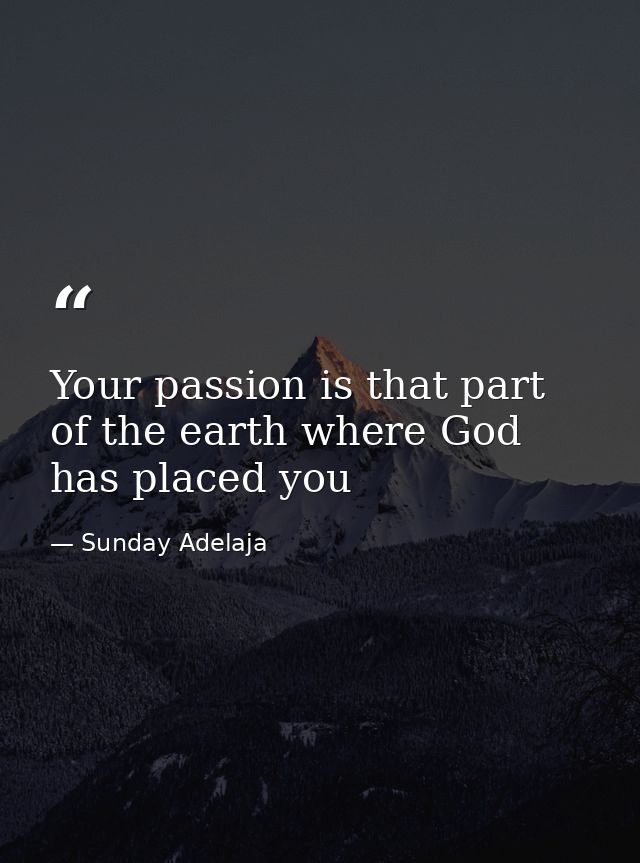 Your passion is that part of the earth where God has placed you — Sunday Adelaja