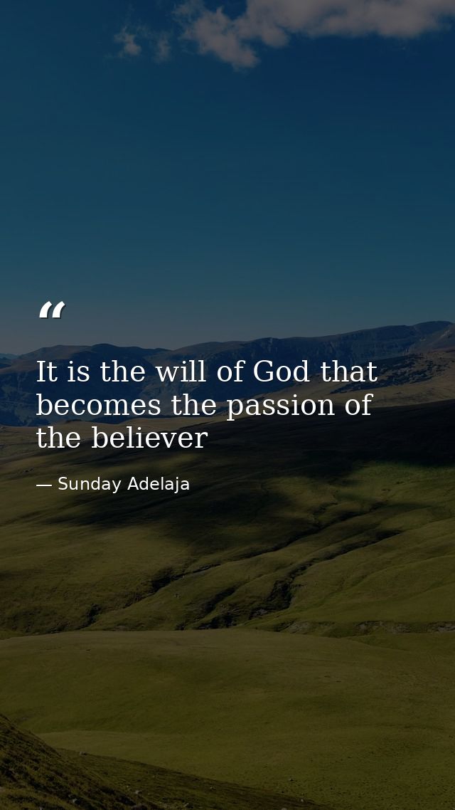 It is the will of God that becomes the passion of the believer — Sunday Adelaja
