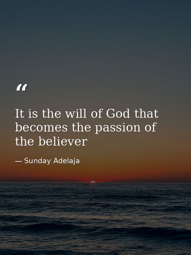 It is the will of God that becomes the passion of the believer — Sunday Adelaja