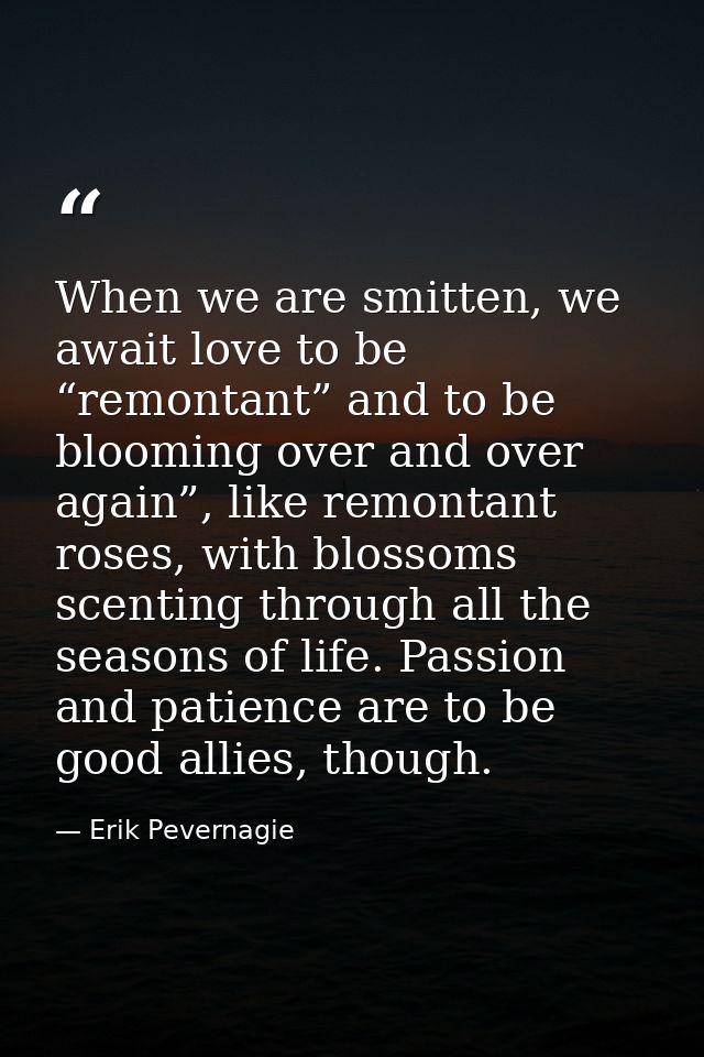 When we are smitten, we await love to be “remontant” and to be blooming over and over again”, like remontant roses, with — Erik Pevernagie