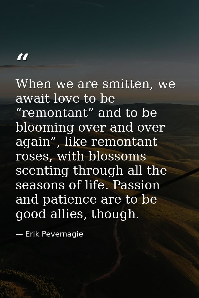 When we are smitten, we await love to be “remontant” and to be blooming over and over again”, like remontant roses, with — Erik Pevernagie