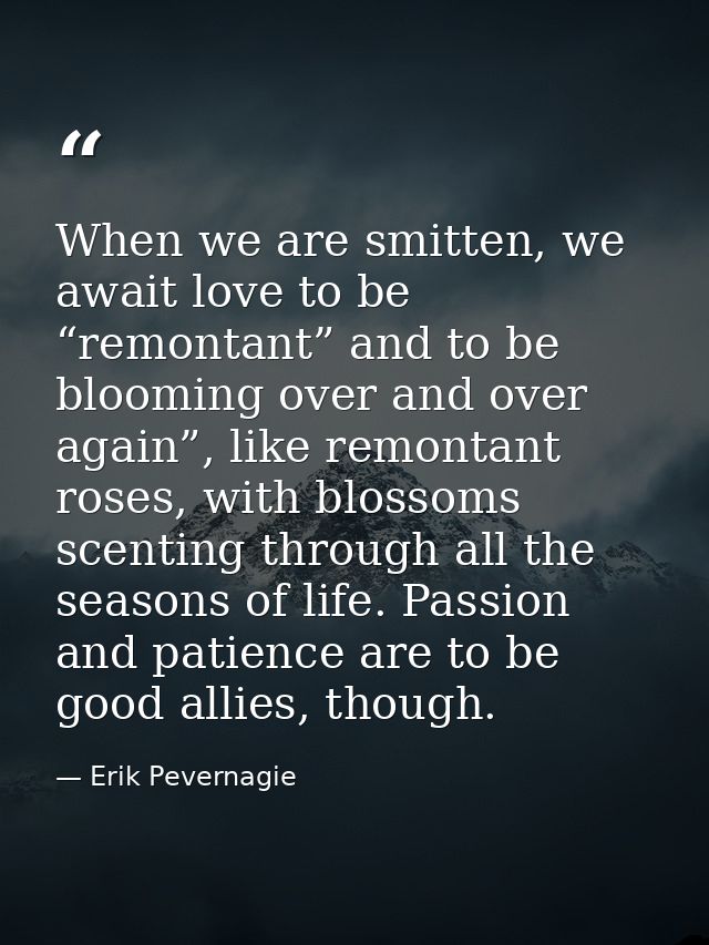 When we are smitten, we await love to be “remontant” and to be blooming over and over again”, like remontant roses, with — Erik Pevernagie