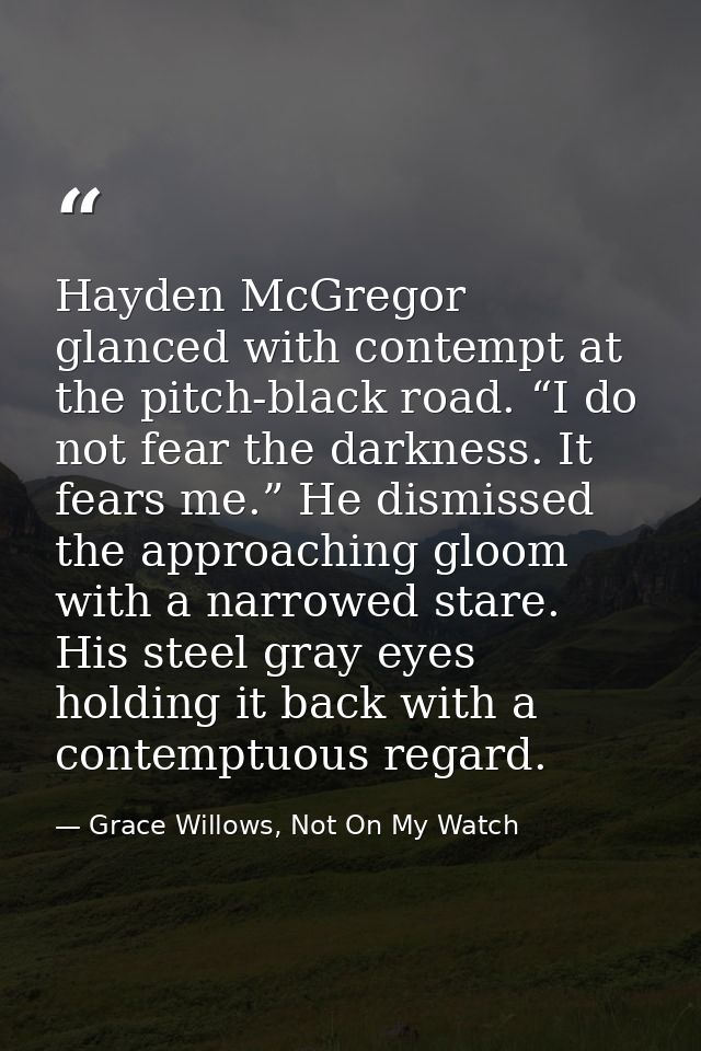Hayden McGregor glanced with contempt at the pitch-black road. “I do not fear the darkness. It fears me.” He dismissed t — Grace Willows, Not On My Watch
