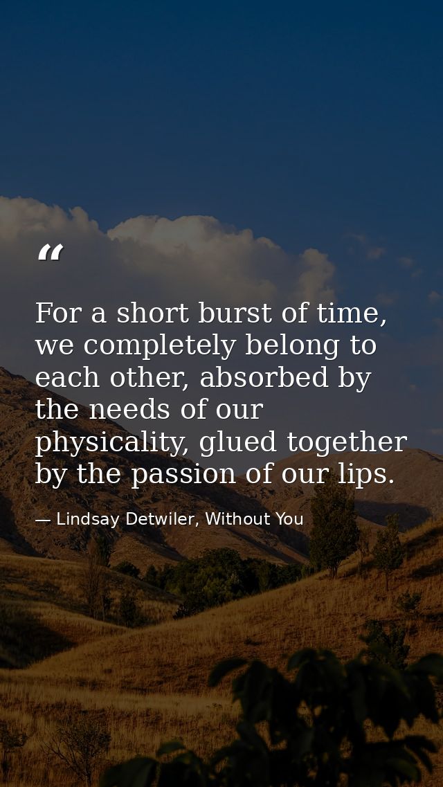 For a short burst of time, we completely belong to each other, absorbed by the needs of our physicality, glued together  — Lindsay Detwiler, Without You