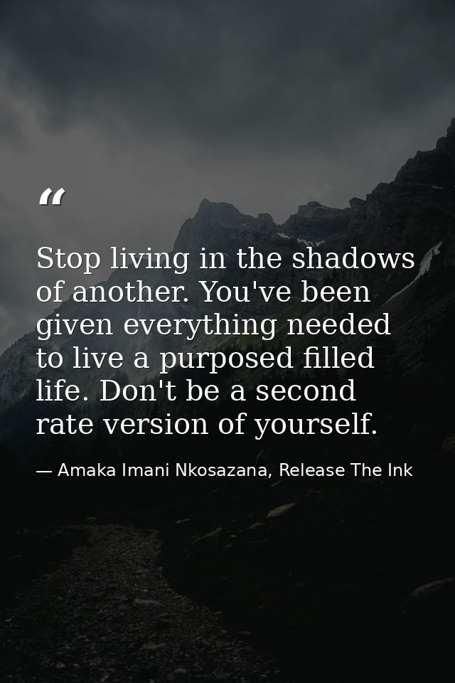 Stop living in the shadows of another. You've been given everything needed to live a purposed filled life. Don't be a se — Amaka Imani Nkosazana, Release The Ink