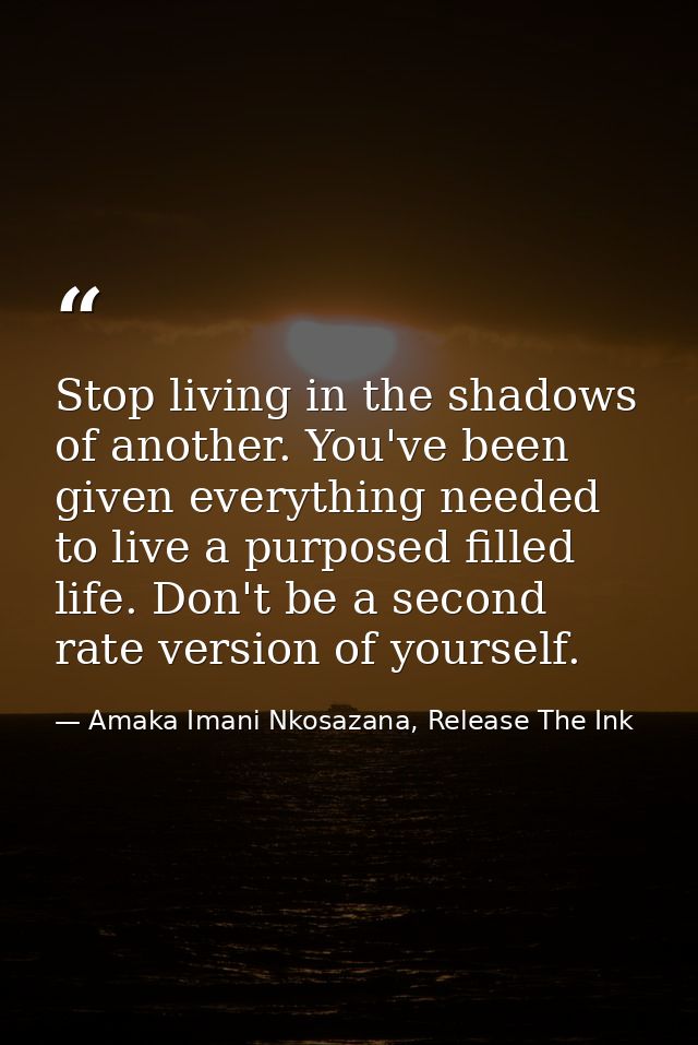 Stop living in the shadows of another. You've been given everything needed to live a purposed filled life. Don't be a se — Amaka Imani Nkosazana, Release The Ink
