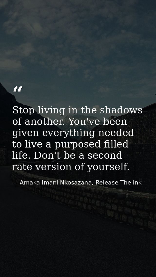 Stop living in the shadows of another. You've been given everything needed to live a purposed filled life. Don't be a se — Amaka Imani Nkosazana, Release The Ink