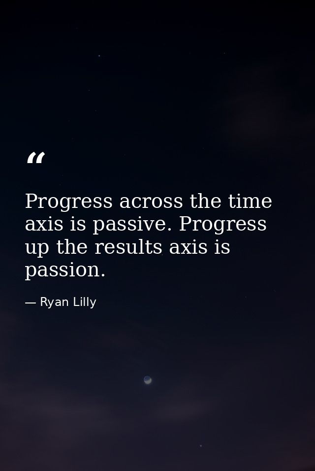 Progress across the time axis is passive. Progress up the results axis is passion. — Ryan Lilly