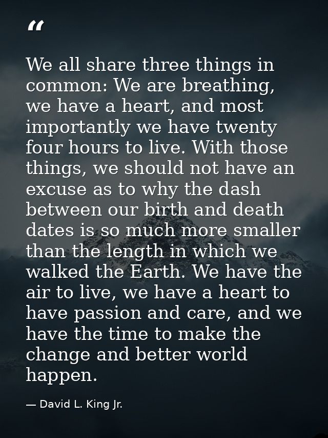 We all share three things in common: We are breathing, we have a heart, and most importantly we have twenty four hours t — David L. King Jr.