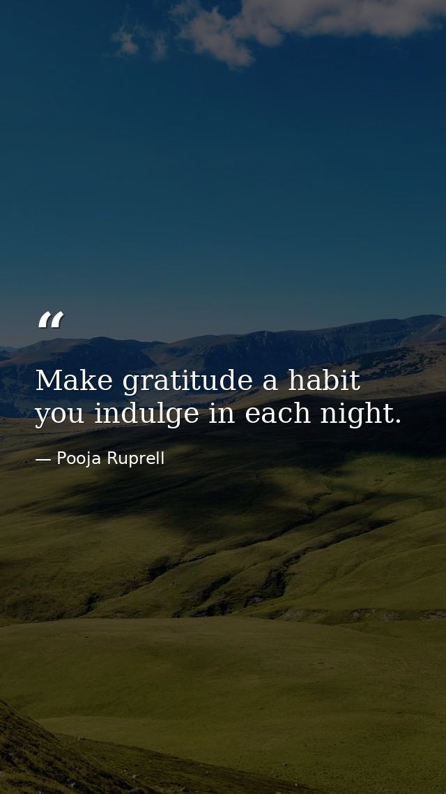 Make gratitude a habit you indulge in each night. — Pooja Ruprell