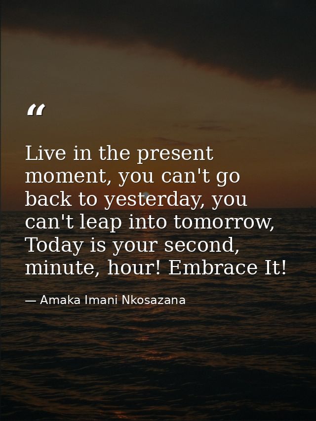 Live in the present moment, you can't go back to yesterday, you can't leap into tomorrow, Today is your second, minute,  — Amaka Imani Nkosazana