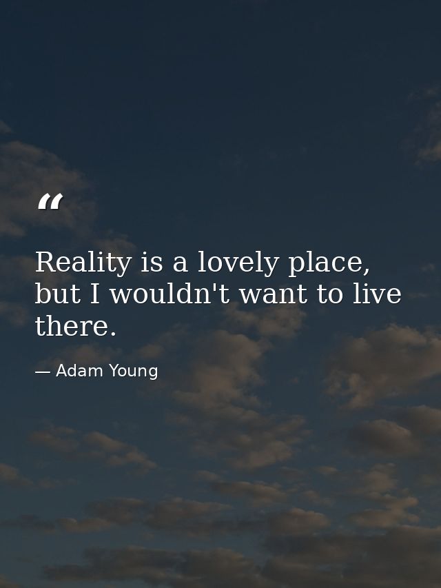 Reality is a lovely place, but I wouldn't want to live there. — Adam Young