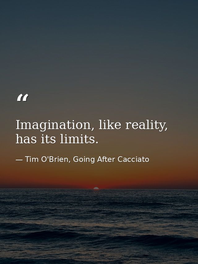 Imagination, like reality, has its limits. — Tim O'Brien, Going After Cacciato