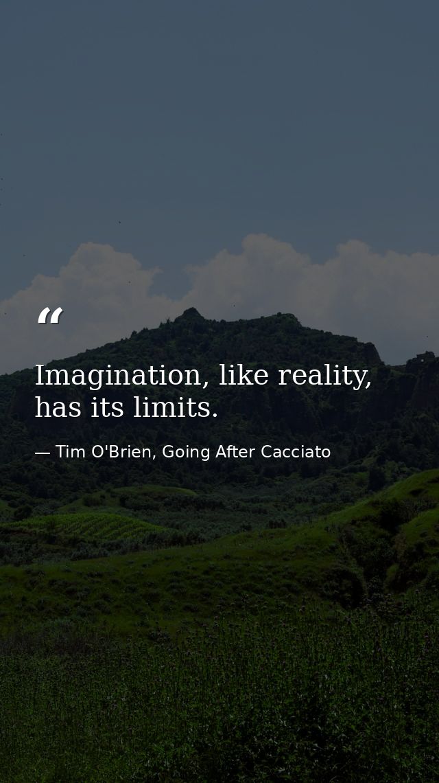 Imagination, like reality, has its limits. — Tim O'Brien, Going After Cacciato