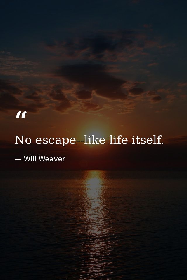 No escape--like life itself. — Will Weaver