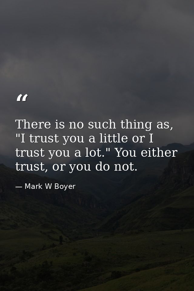 There is no such thing as, "I trust you a little or I trust you a lot." You either trust, or you do not. — Mark W Boyer