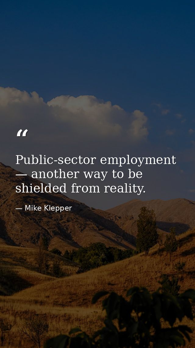 Public-sector employment — another way to be shielded from reality. — Mike Klepper