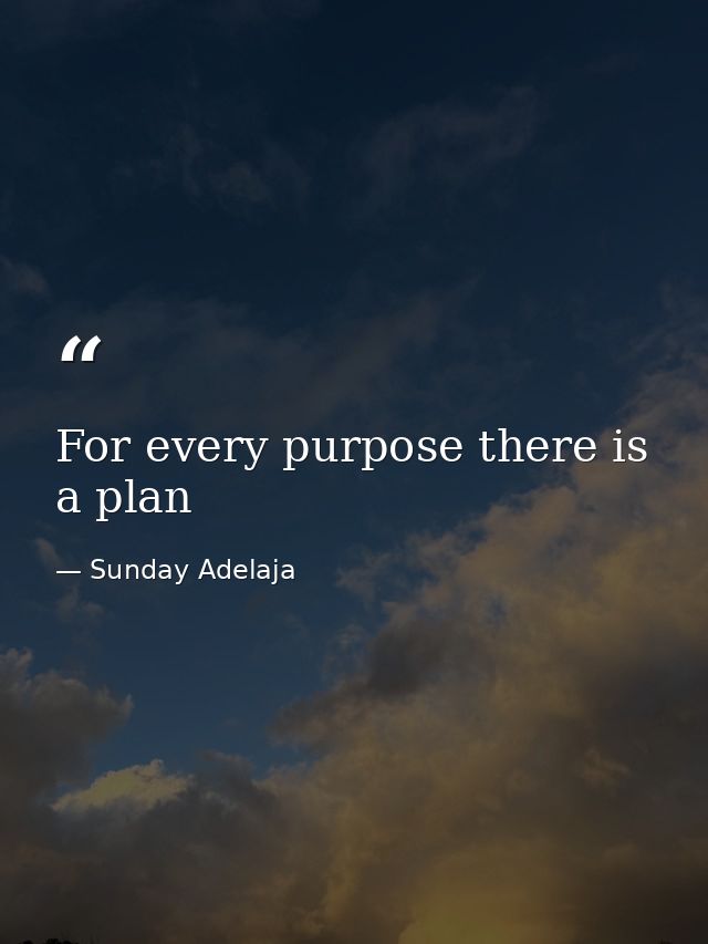 For every purpose there is a plan — Sunday Adelaja